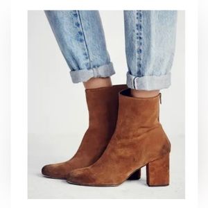 Free people brown suede block heel
